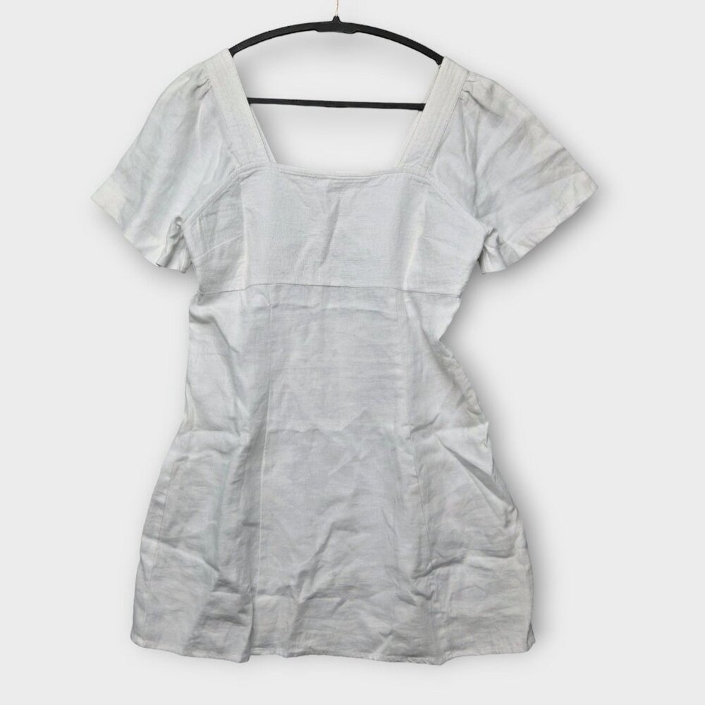 MADEWELL Square-Neck Mini Dress in 100% Linen White 12 NWT - Picture 4 of 12